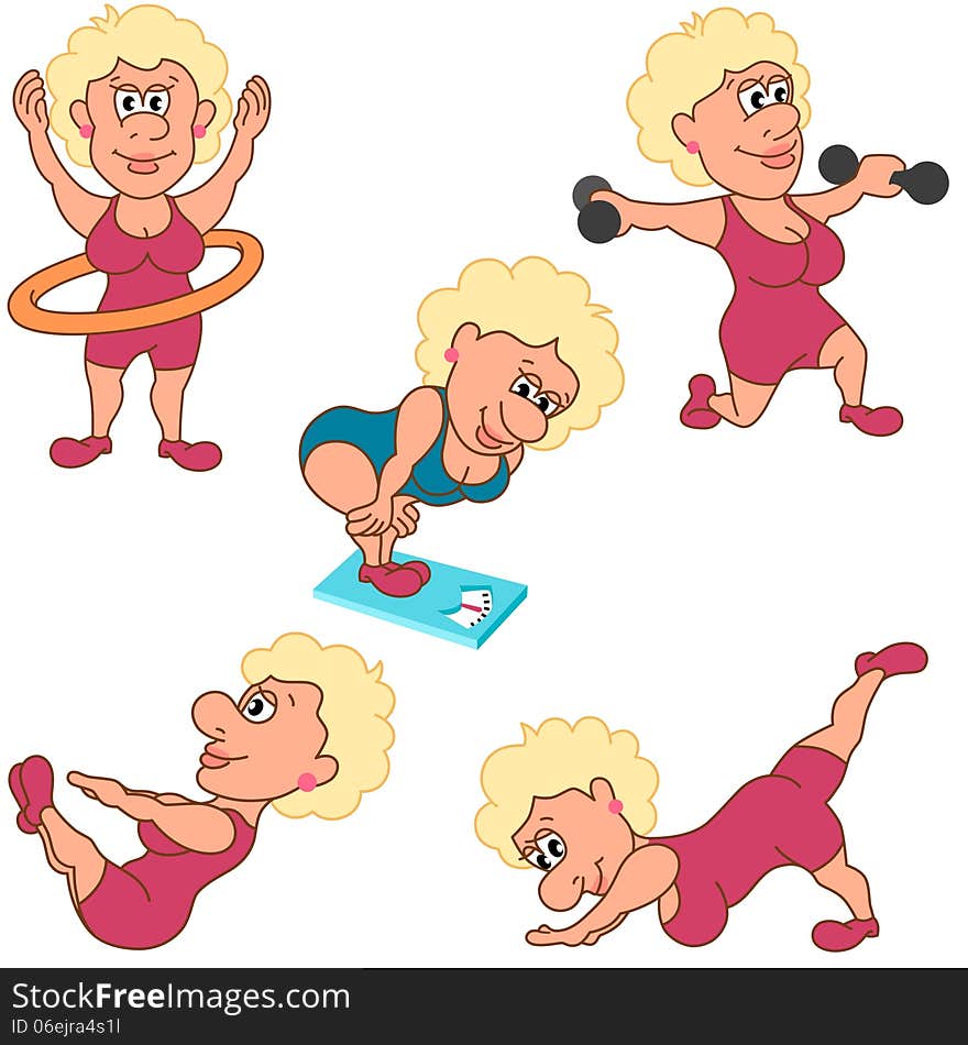 Blondie woman engaged in fitness