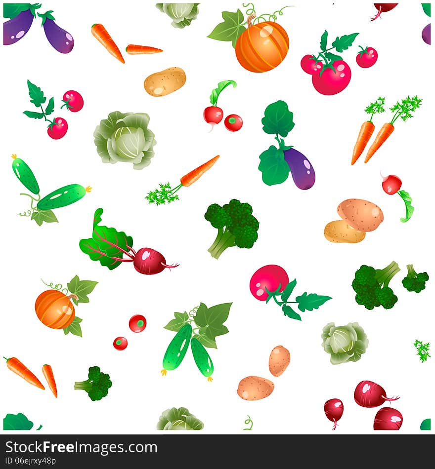 Vegetables And Roots Seamless  Pattern