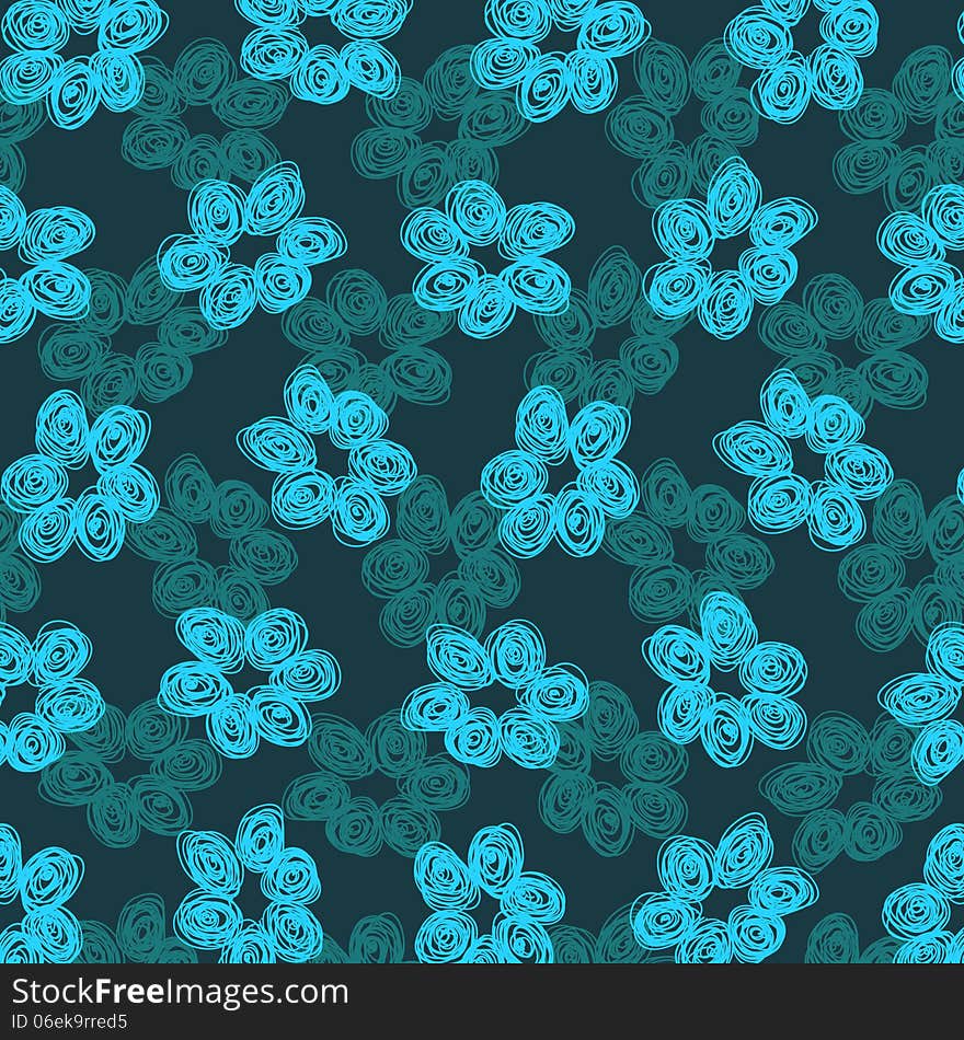 Sketchy Blue Flower Pattern. This is file of EPS10 format.