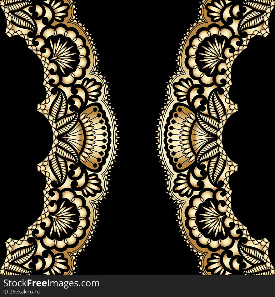 Vector illustration with vintage gold floral ornament. Vector illustration with vintage gold floral ornament.