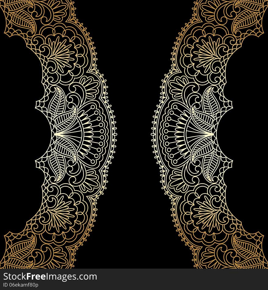 Vector illustration with vintage gold floral ornament. Vector illustration with vintage gold floral ornament.