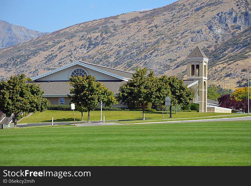 A church of Jesus Christ of the Latter Day Saints rises from a mountain scene near Provo, Utah. A church of Jesus Christ of the Latter Day Saints rises from a mountain scene near Provo, Utah.