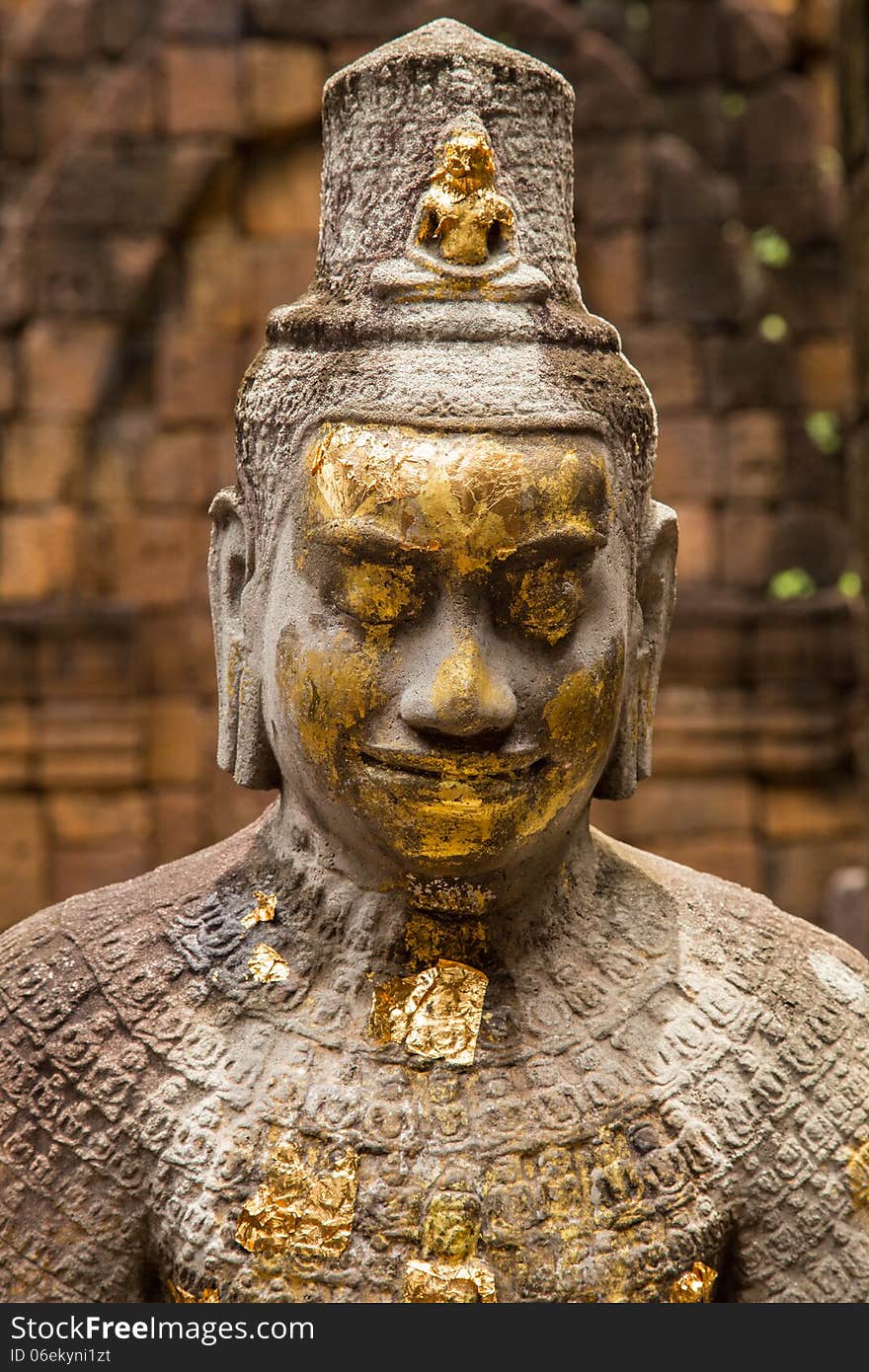 Khmer god is located inside a former temple.