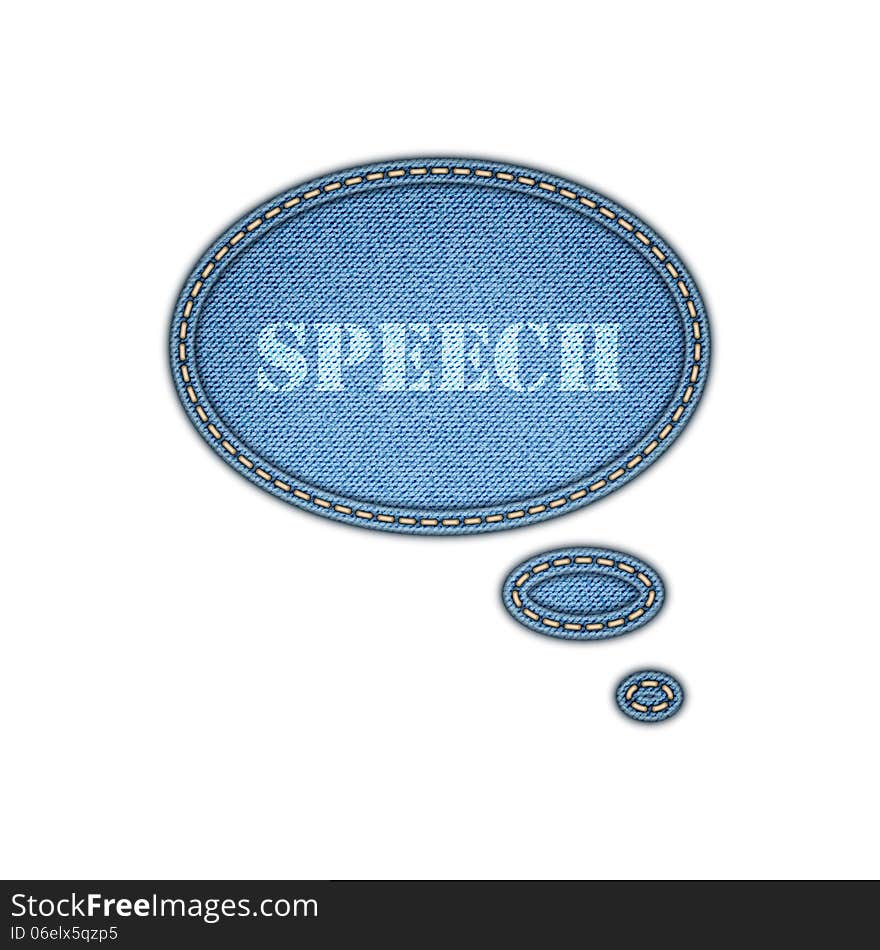 Jeans texture background. Speech bubble stickers. Vector eps10