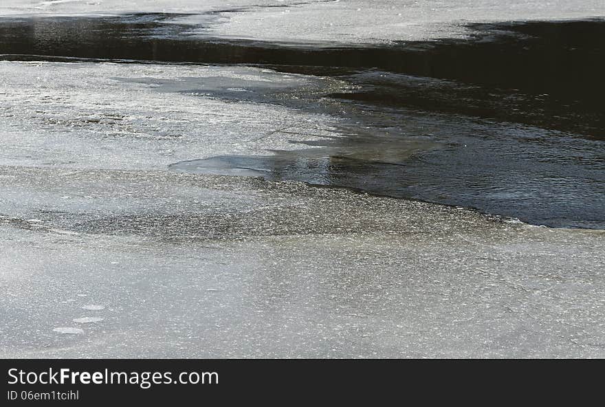 Small rapid river in winter season. Small rapid river in winter season.