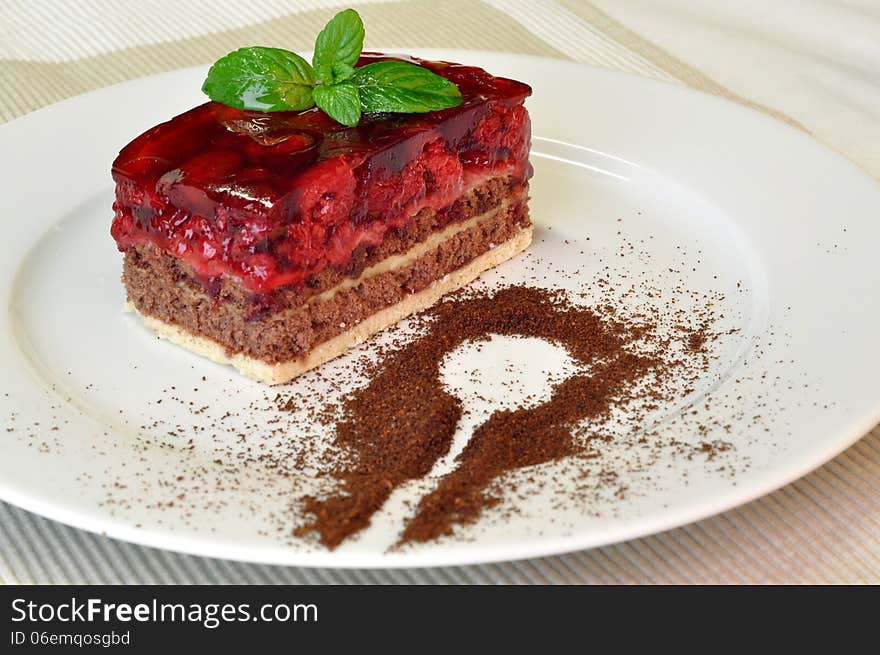 Cake With Berries And Coffee