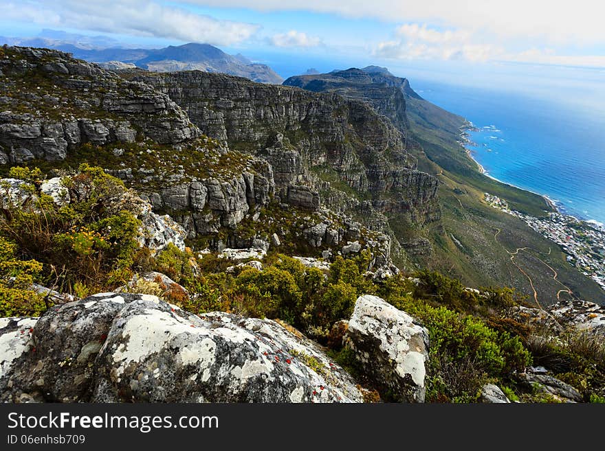 Rock and Landscape on Top of Table Mountain, Cape Town, South Africa. Rock and Landscape on Top of Table Mountain, Cape Town, South Africa