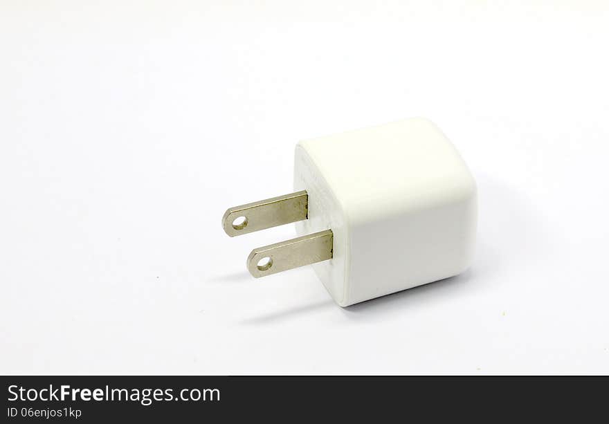 Mobile phone charger isolated on white Adapter for phone.