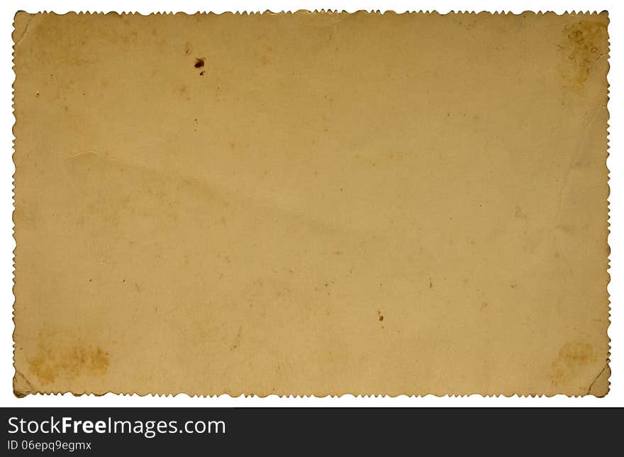 Vintage aged paper texture isolated on white background