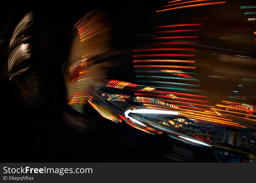 Ferris wheel in motion, Amusement park at night