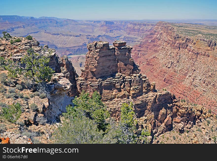 A colorful view from the South Rim of the Grand Canyon.