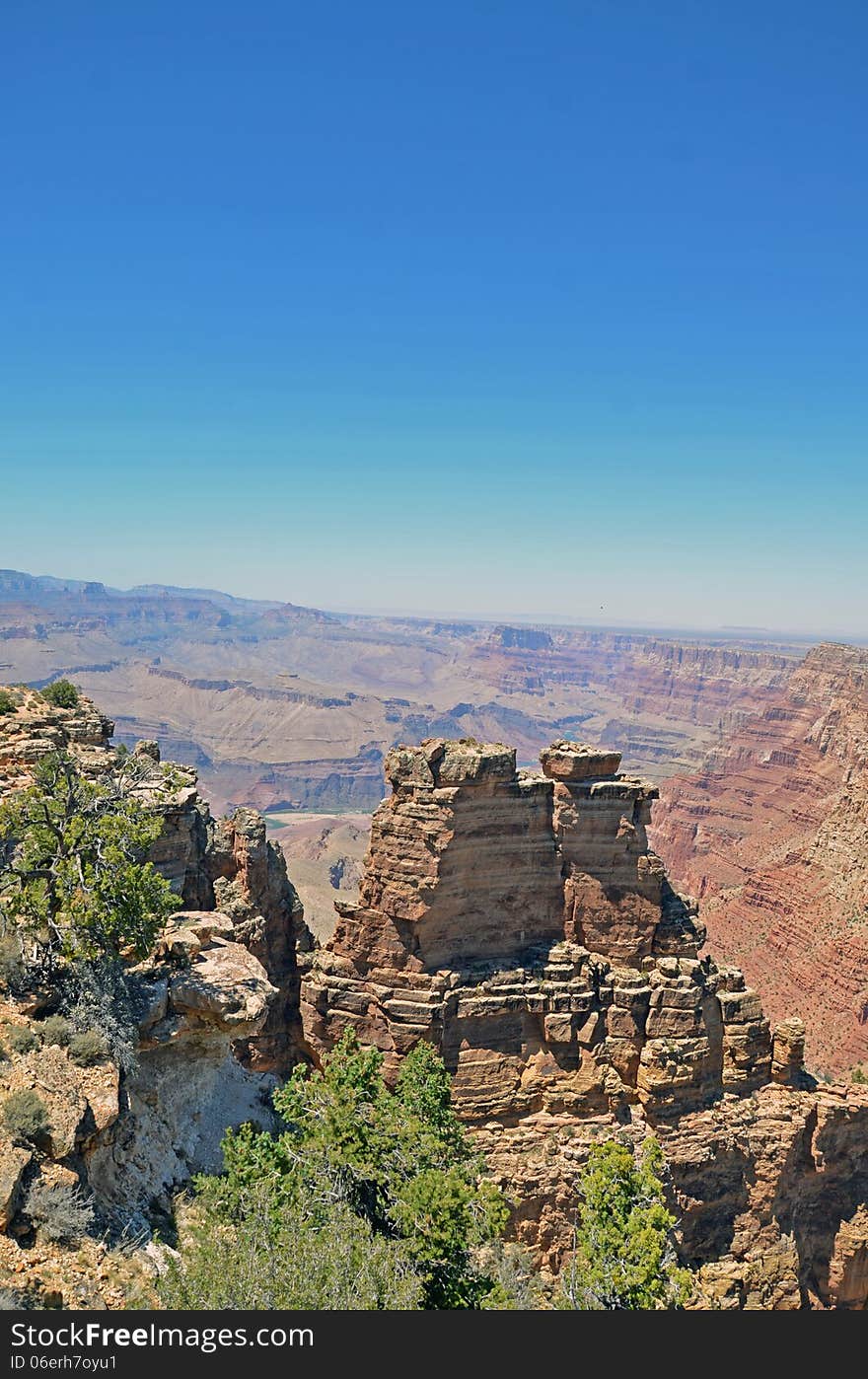 A colorful view from the South Rim of the Grand Canyon.