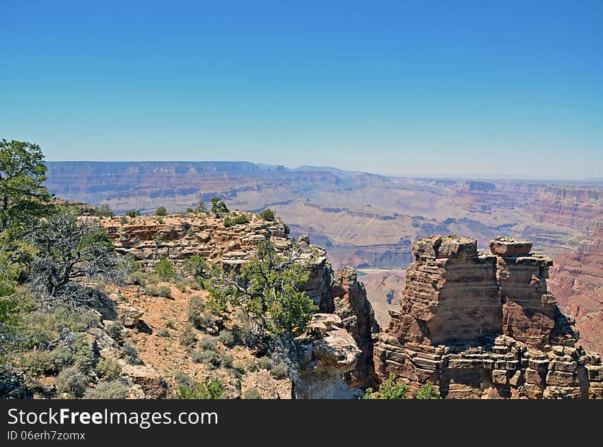 A colorful view from the South Rim of the Grand Canyon.