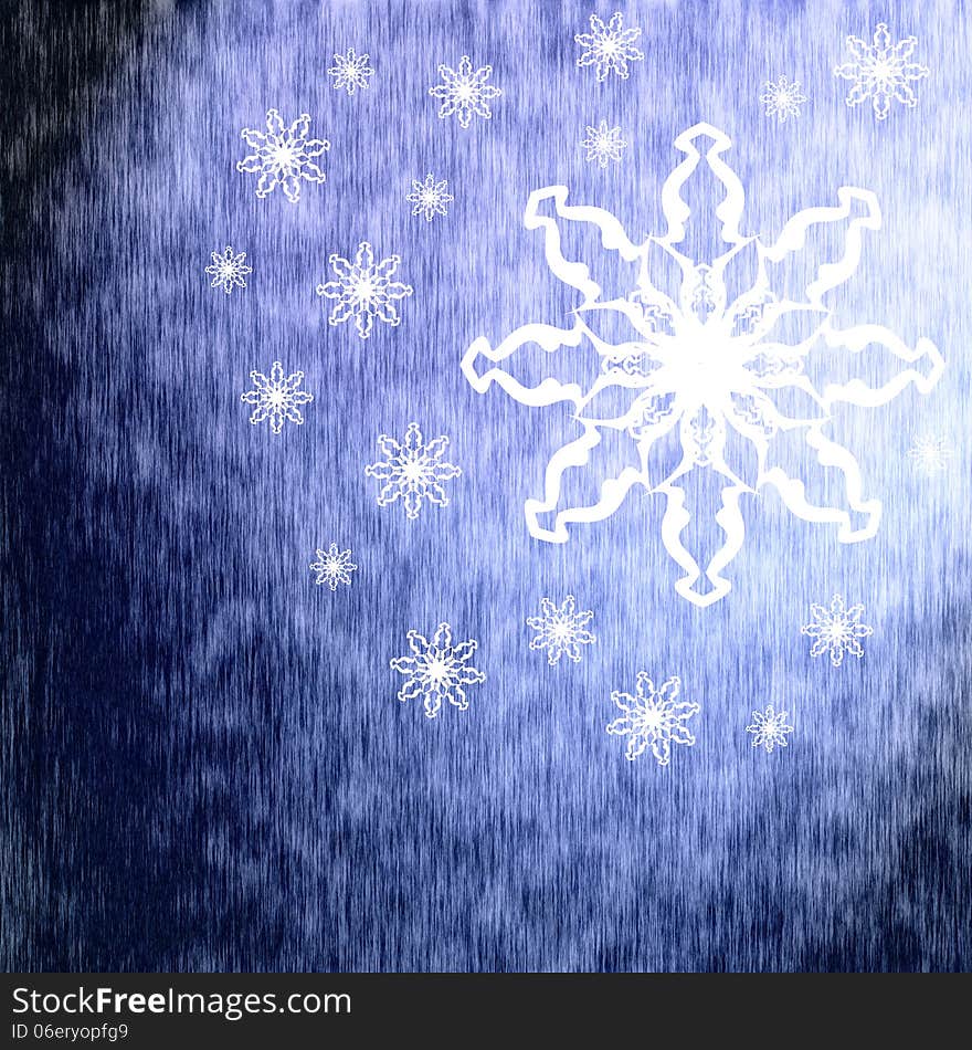 Winter blue background, texture, post card with snowflakes. Winter blue background, texture, post card with snowflakes