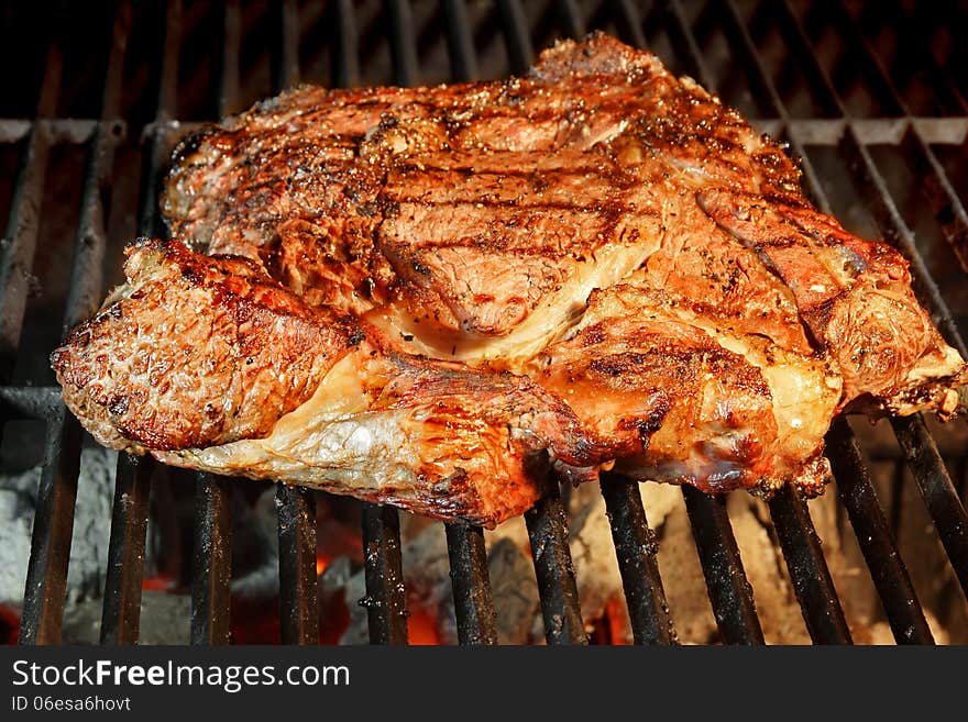 Tenderloin steak on BBQ grill