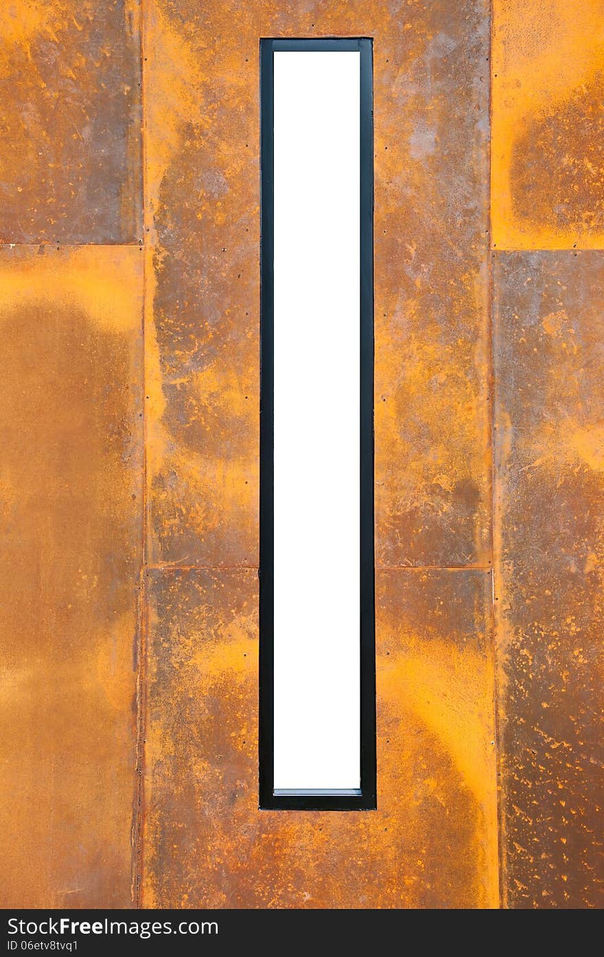 The rusty metal plate with frame as background