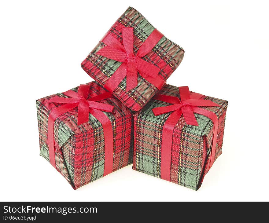 Decoration pile of red gift box set on white background. Decoration pile of red gift box set on white background