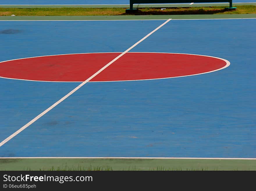 The front lines of the basketball court.