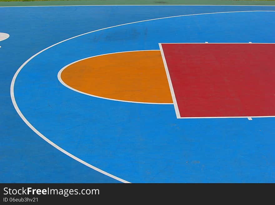 The front lines of the basketball court.