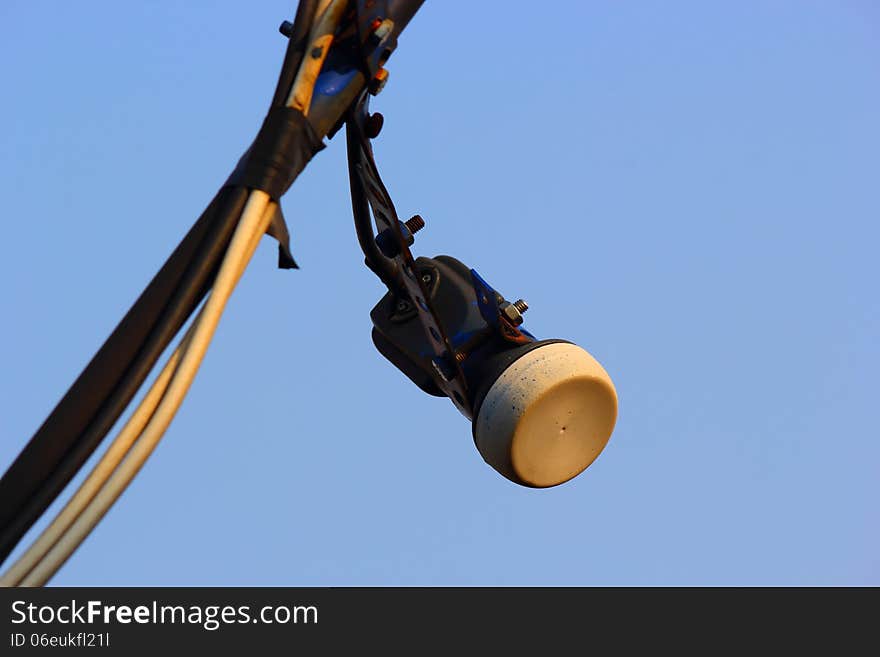 Satellite Receiver Dish Is A Background Blue Sky