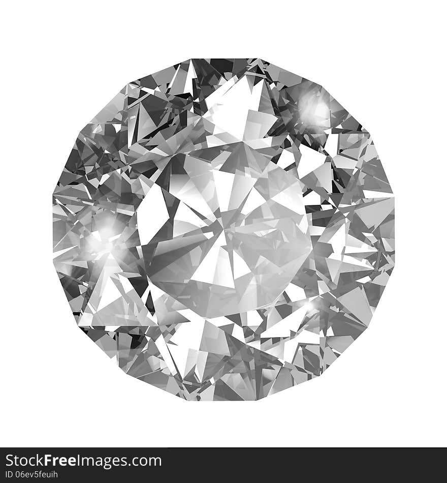 A diamond on white background. A diamond on white background