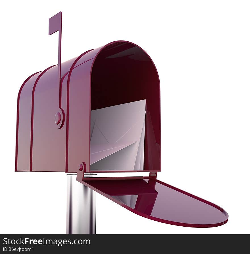 Red mailbox with mails