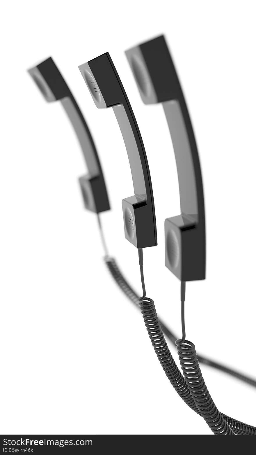 Telephone handsets in a row