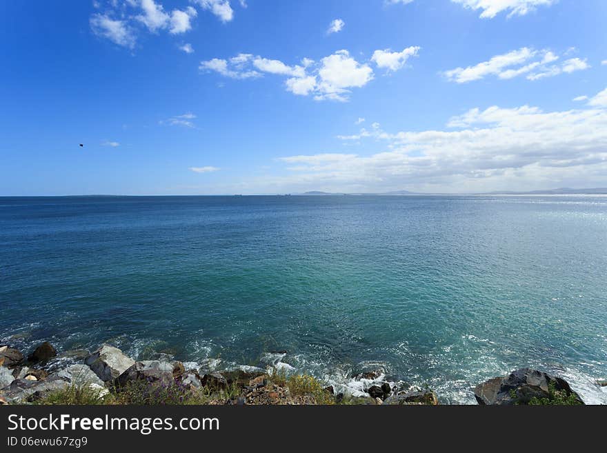 Deep blue sea and coastline