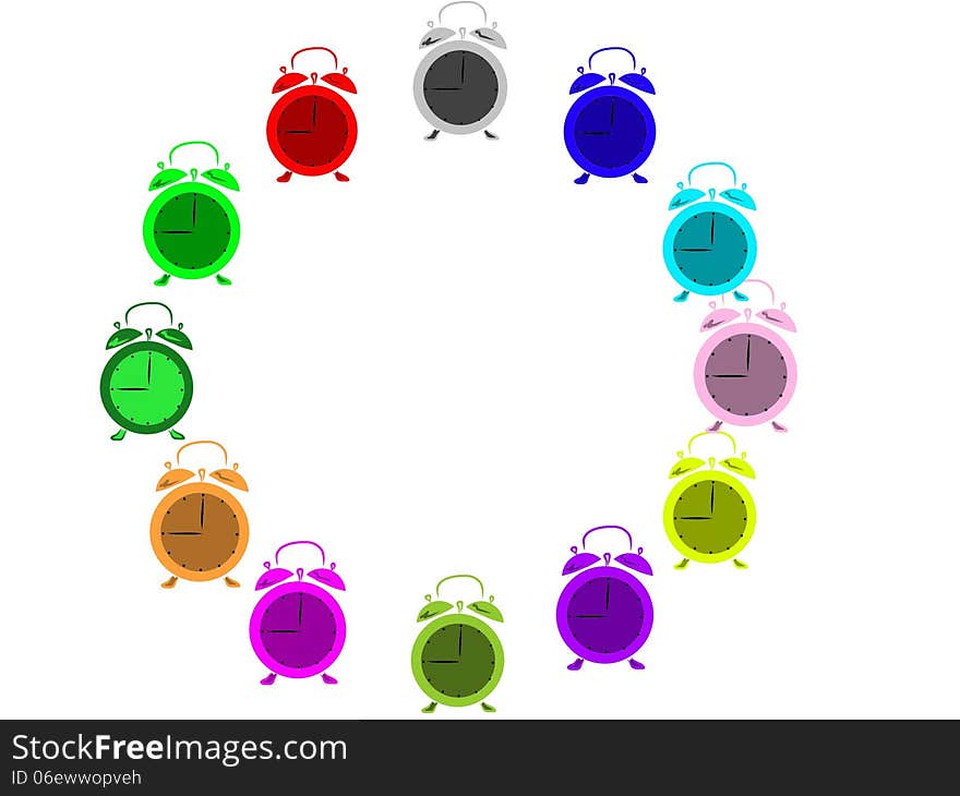 Circle go color alarms on white background