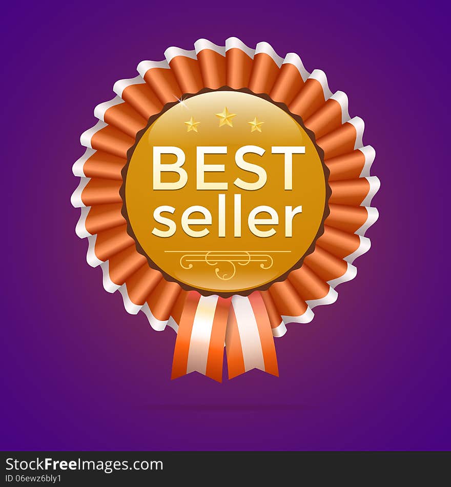 Vector best seller gold sign, label template for your business