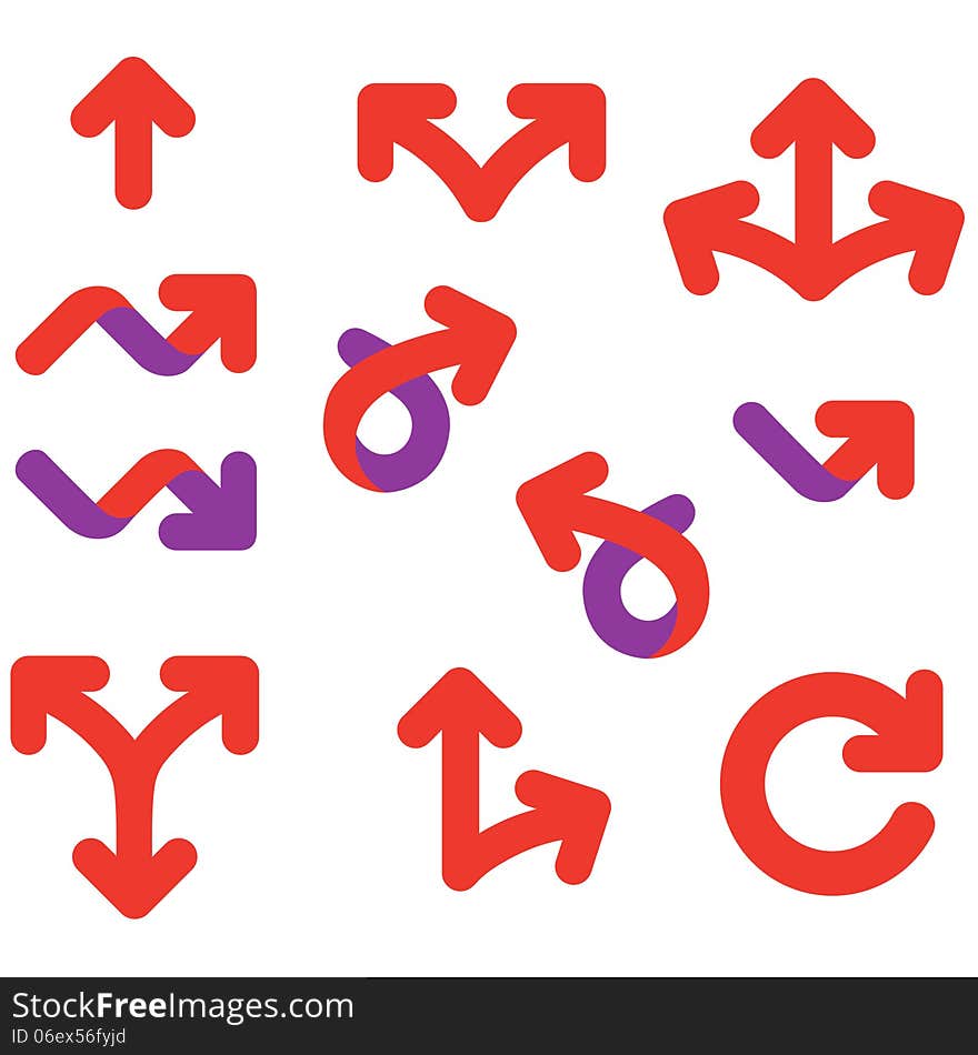 Arrows and signs movement direction icon set