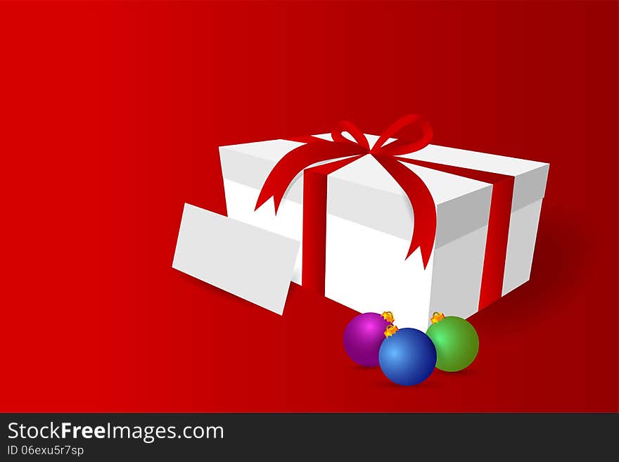 Christmas Gift On Red Background