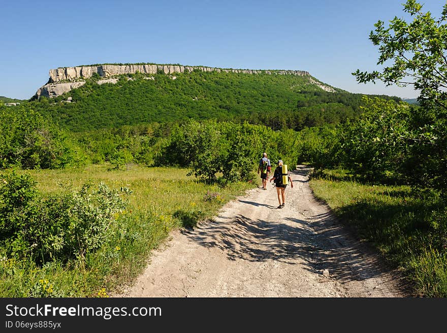 Man and woman hiking