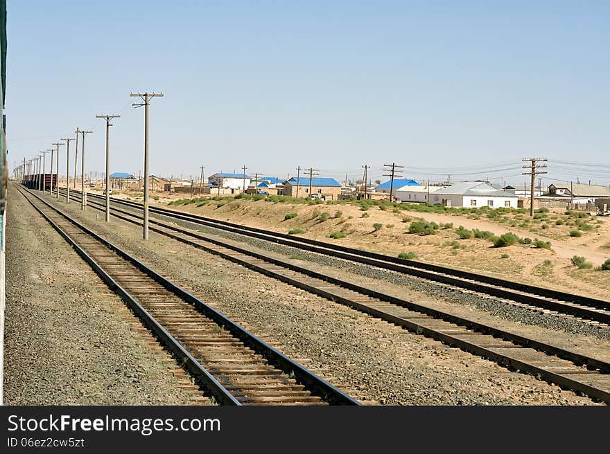 Railway station in the village gave steppe. Railway station in the village gave steppe.