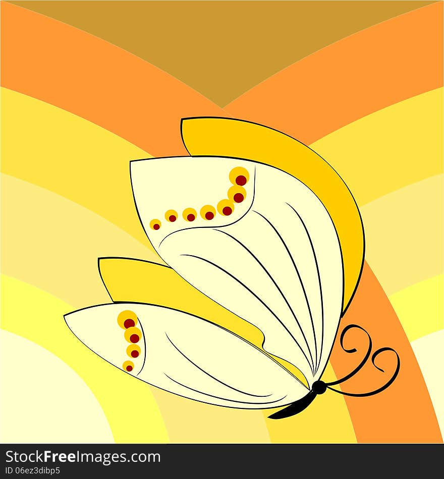 Butterfly on an abstract background as a symbol of spring. Butterfly on an abstract background as a symbol of spring