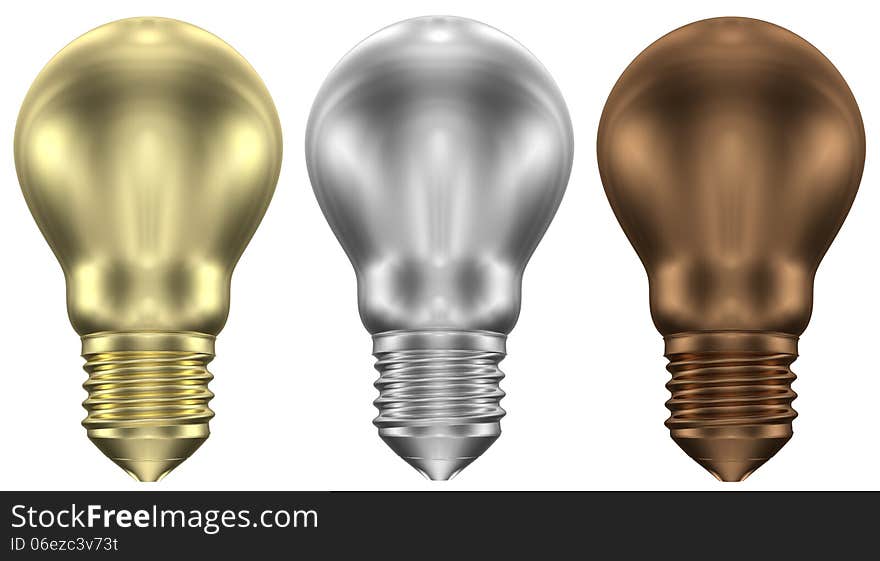 Golden, Silver And Bronze Light Bulbs