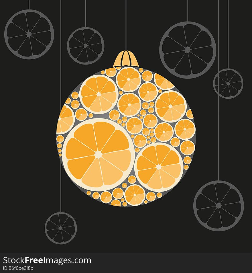 Orange christmas celebrations vector new year fruit ball. Orange christmas celebrations vector new year fruit ball