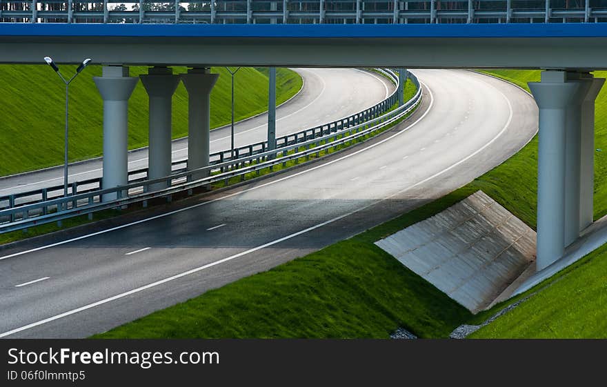 Highland Road. Bridge And Grass