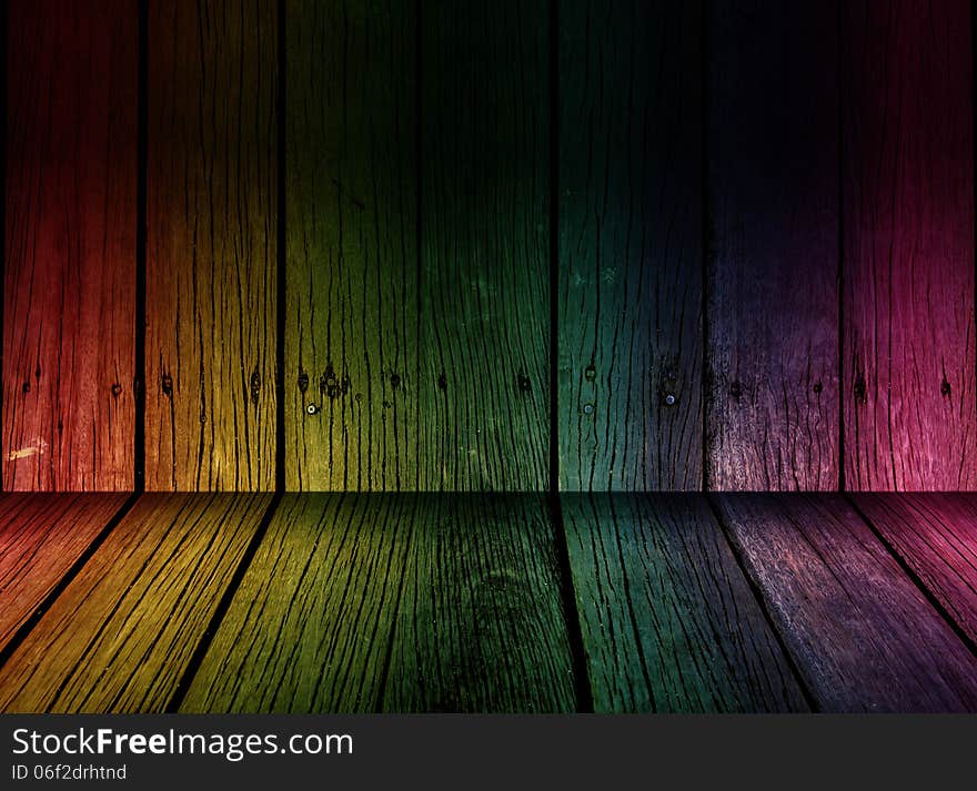 Coloured old wood floor and wall