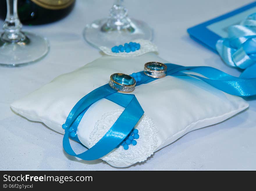 Wedding rings and blue stripe