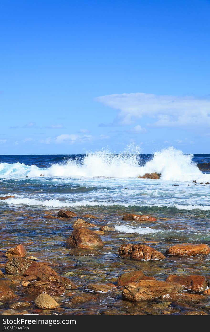 Coastline and high wave at Cape of Good Hope