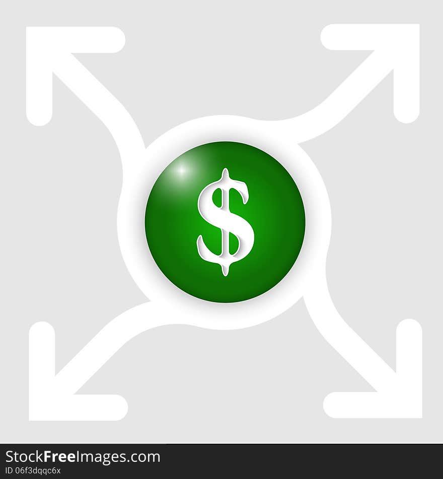 Abstract frame with four arrows and dollar sign