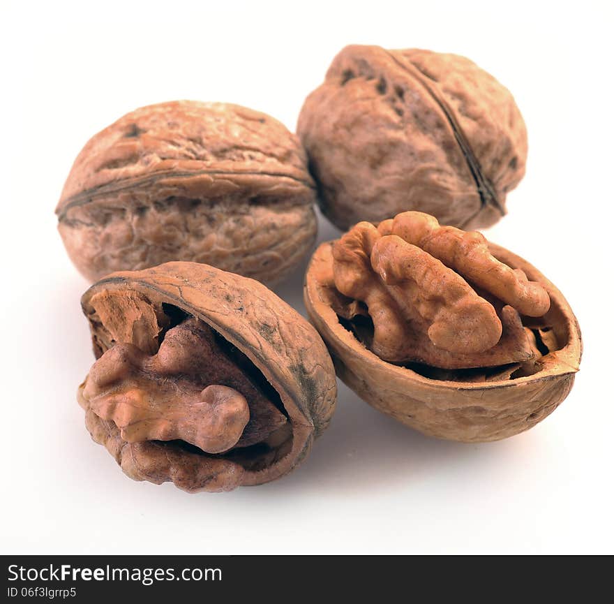 Walnuts on a white backgroundg