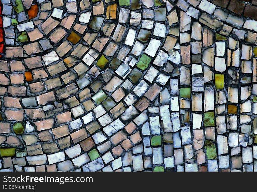 Mosaic of small stones on the wall