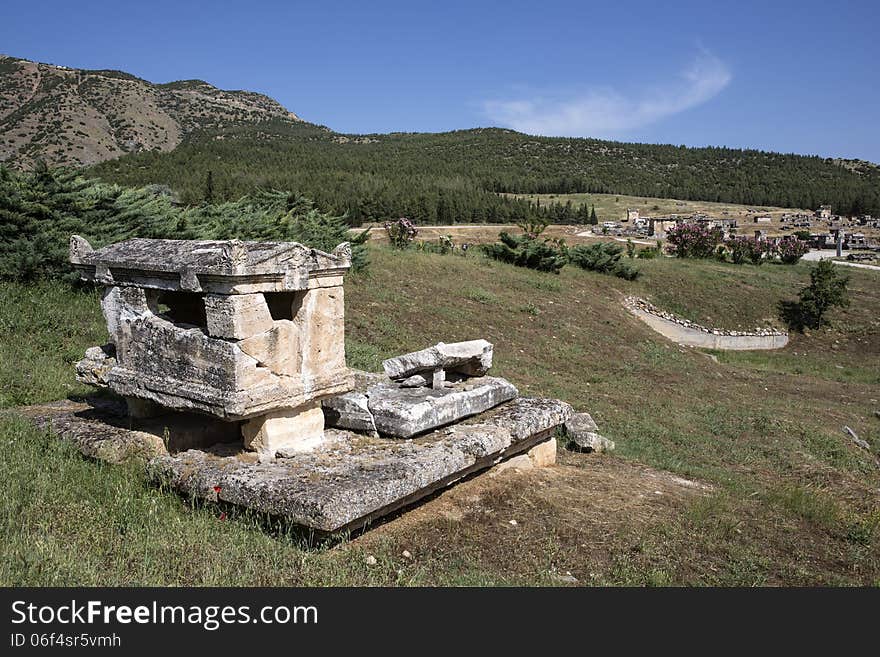 Tomb in Hierapolis, Denizli, Turkey. Hierapolis was an ancient Greco-Roman city in Phrygia.