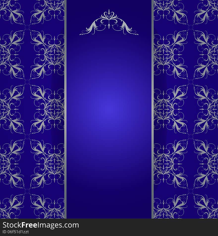 Filigree floral pattern on a blue background. Filigree floral pattern on a blue background.