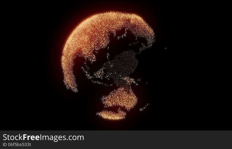 Earth rotation and orange glow 3D. Earth rotation and orange glow 3D