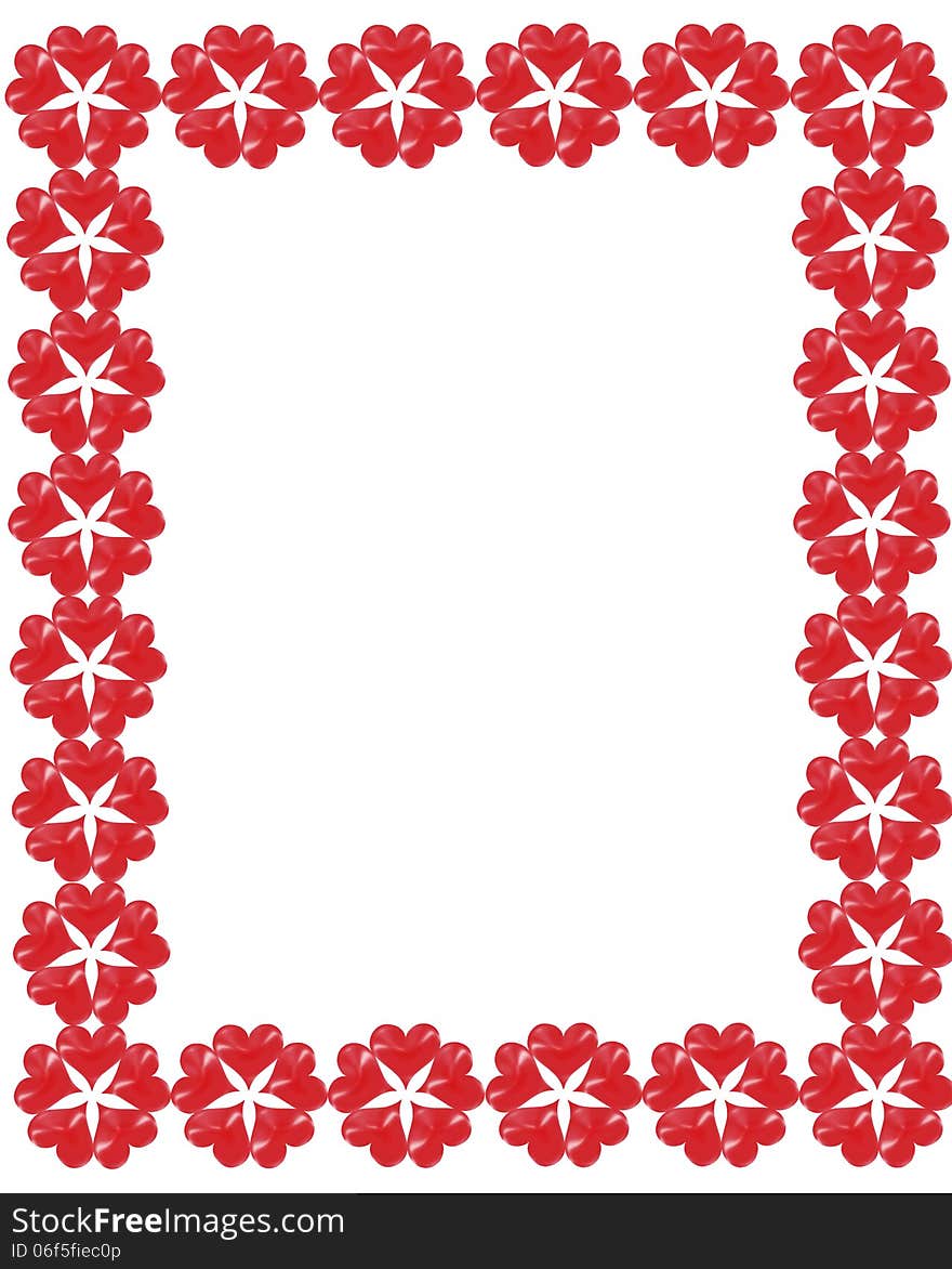 Frame from the red illustrated flowers