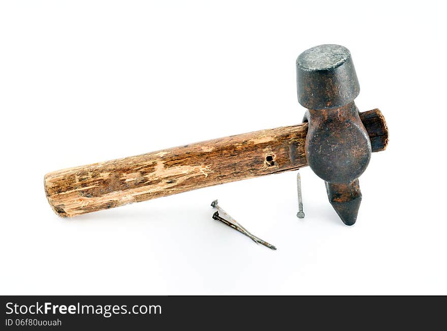 Hammer New condition Close-up Isolated white background. Hammer New condition Close-up Isolated white background