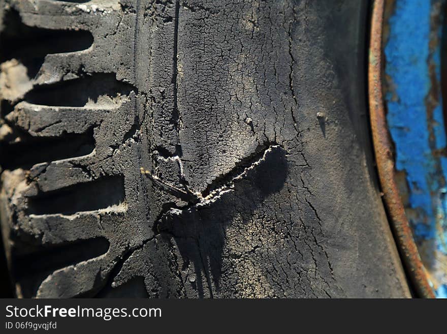 Detail of a old tire